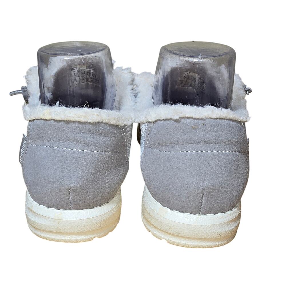 Hey Dude Corduroy Wendy Women's Size 6 Gray Fur Lined Comfort Shoe Elastic Laces - Picture 5 of 7